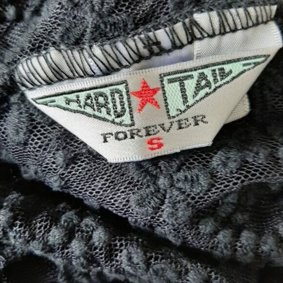 HARD TAIL Lace & Mesh Sheer Floral Embroidery Waterfall Open Front Cardigan Sz S - Picture 14 of 15